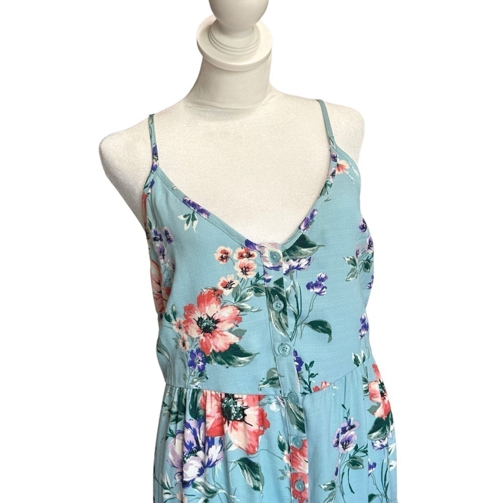 Xhilaration women's blue floral spaghetti strap maxi dress size small - Picture 2 of 5